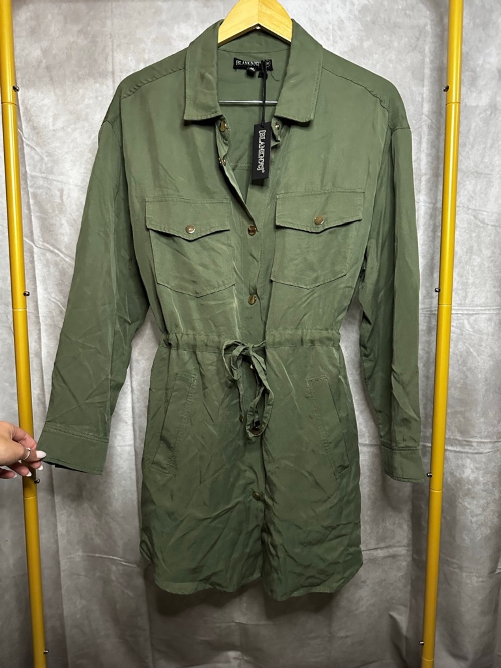 BLANKNYC Olive Utility Jacket NWT Size M Military Belted Lightweight